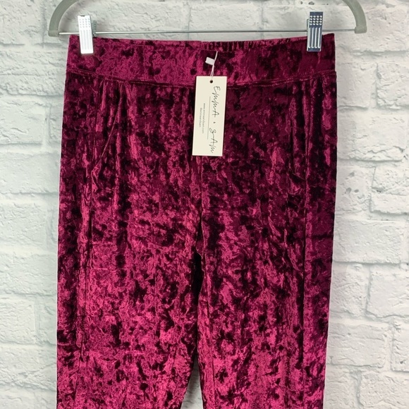 NWT LF Emma & Sam Crushed Velvet Sweatpants XS - Picture 3 of 14